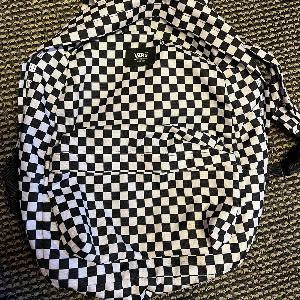 Vans black and white checkered backpack